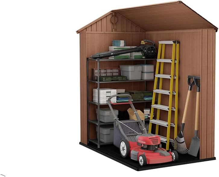 Aerovix™ | Darwin 6x4ft Double Door Garden Shed — Wood-Effect Outdoor Storage