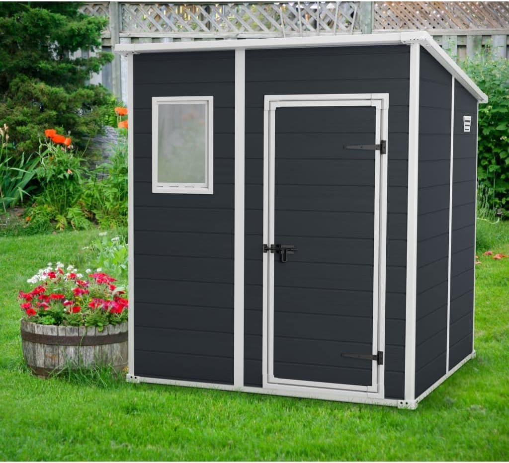 Aerovix™ | 6x4ft Resin Outdoor Storage Shed — Bikes, Tools & Garden Storage