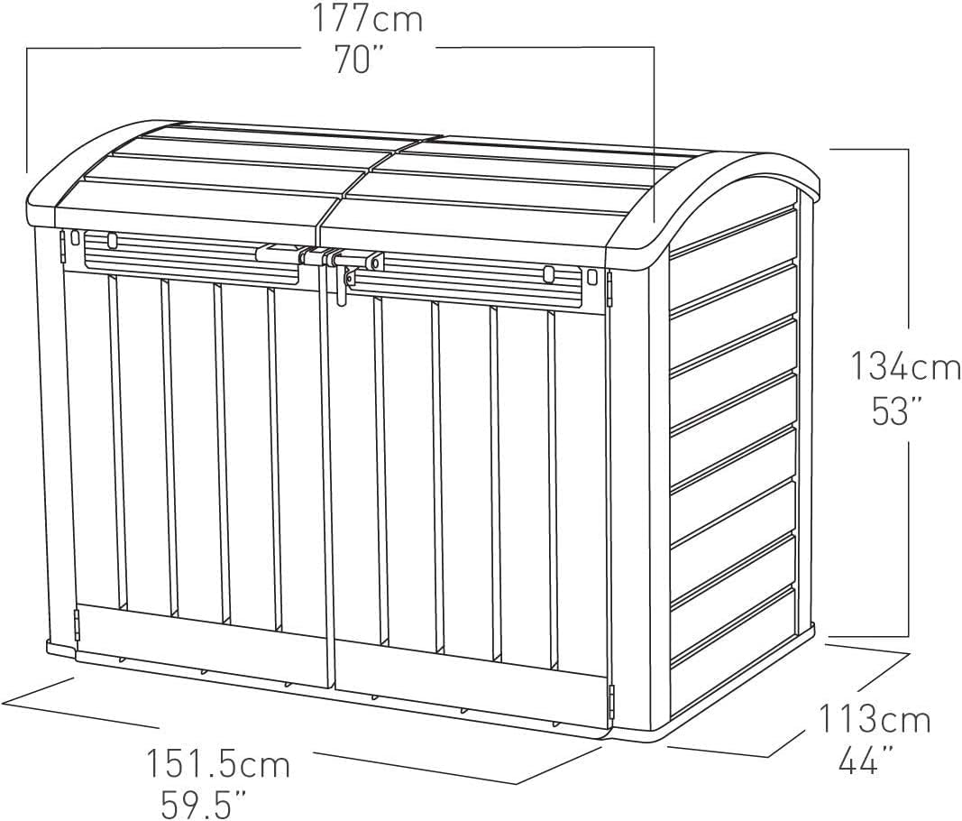 Aerovix™ | 880L Resin Outdoor Storage Shed — Large Garden Storage Box in Grey