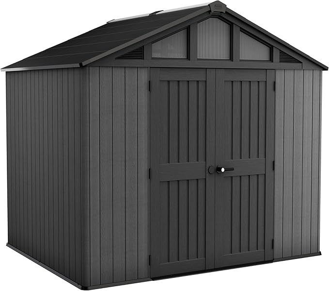 Aerovix™ | 10x15ft Stronghold Outdoor Storage Shed — Wood-Effect, Weatherproof & Steel-Reinforced