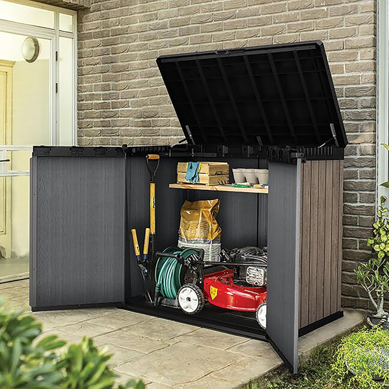 Aerovix™ | 1150L Outdoor Garden Storage Box — Lockable Weatherproof Resin Storage for Tools, Bins & BBQ