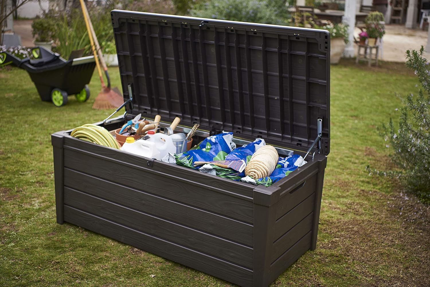 Aerovix™ | 454L Brightwood Garden Storage Box — All-Weather, Fade-Free Outdoor Storage