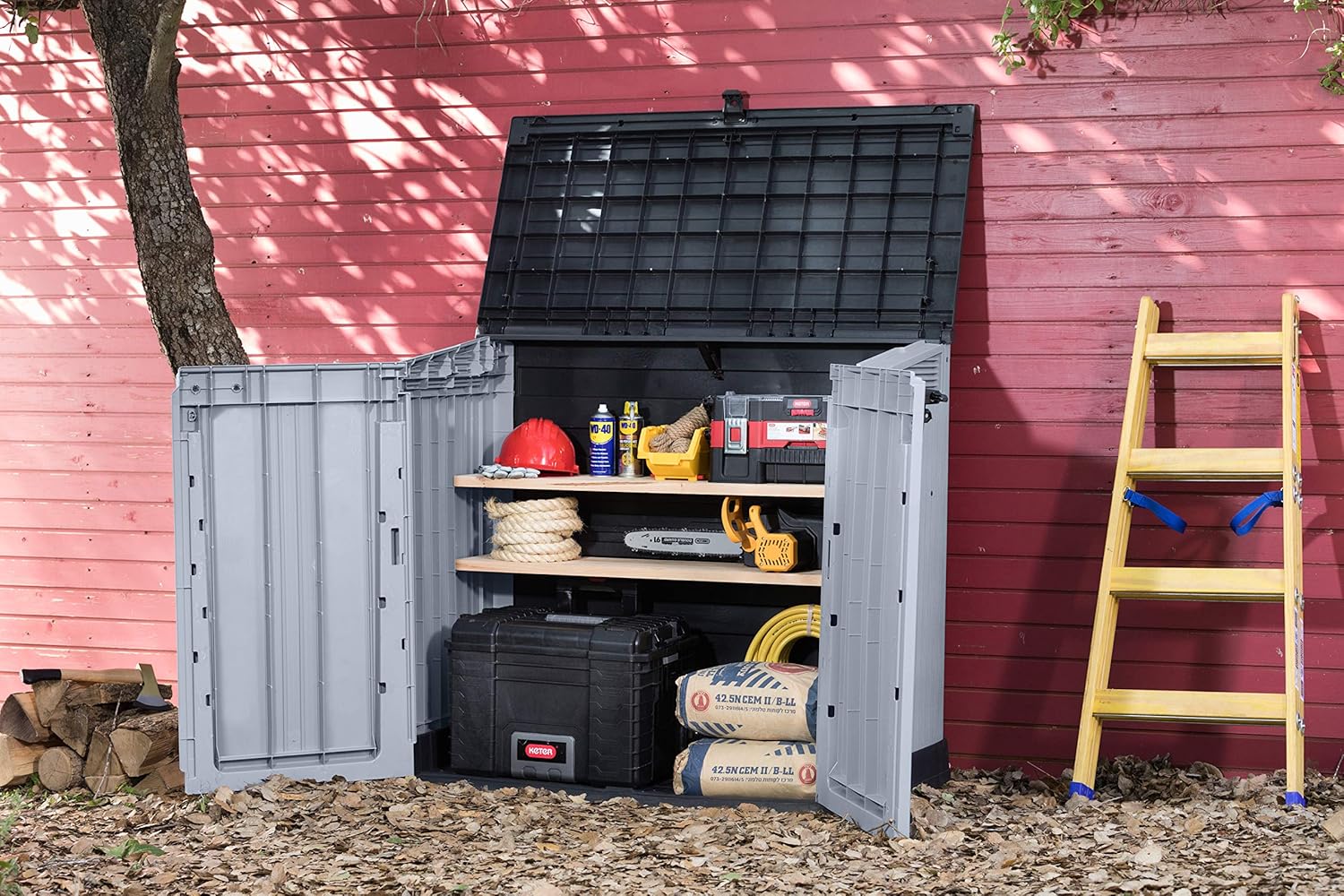 Aerovix™ | 880L Resin Outdoor Storage Shed — Large Garden Storage Box in Grey