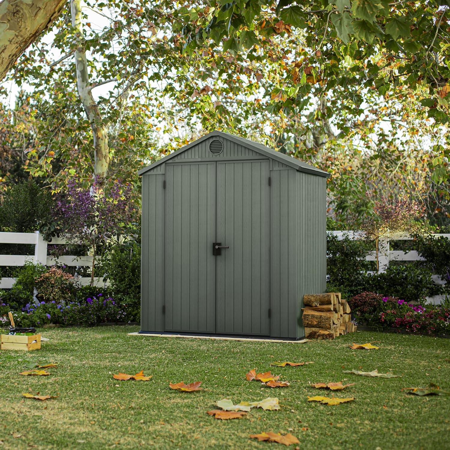 Aerovix™ | Darwin 6x4ft Double Door Garden Shed — Wood-Effect Outdoor Storage
