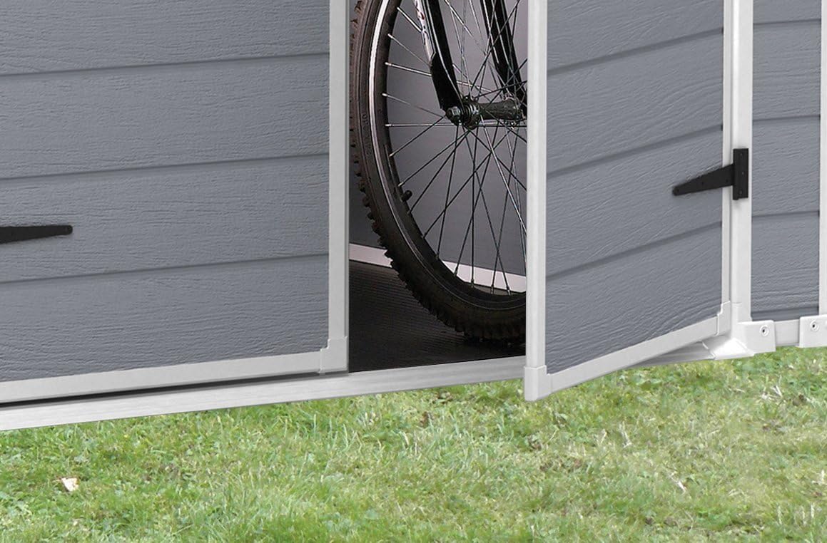 Aerovix™ | 6x5ft Outdoor Plastic Garden Storage Shed — Weatherproof Grey Garden Shed
