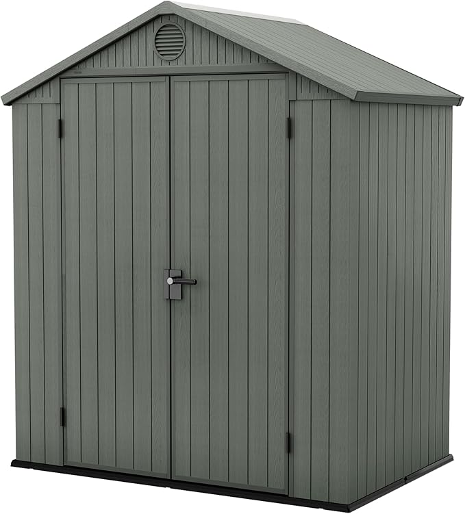 Aerovix™ | Darwin 6x4ft Double Door Garden Shed — Wood-Effect Outdoor Storage