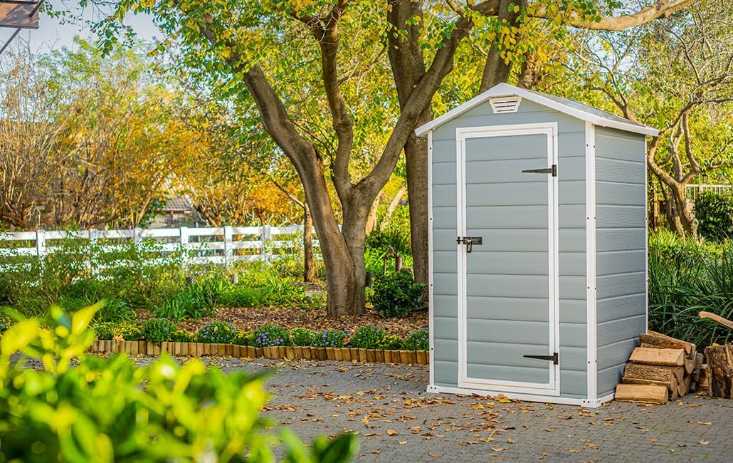 Aerovix™ | 6x5ft Outdoor Plastic Garden Storage Shed — Weatherproof Grey Garden Shed
