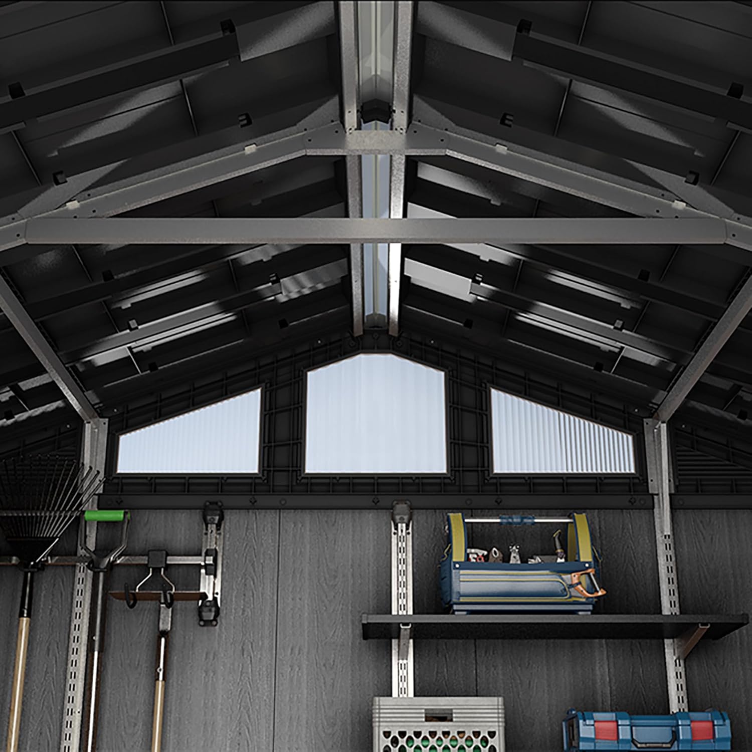 Aerovix™ | 10x15ft Stronghold Outdoor Storage Shed — Wood-Effect, Weatherproof & Steel-Reinforced