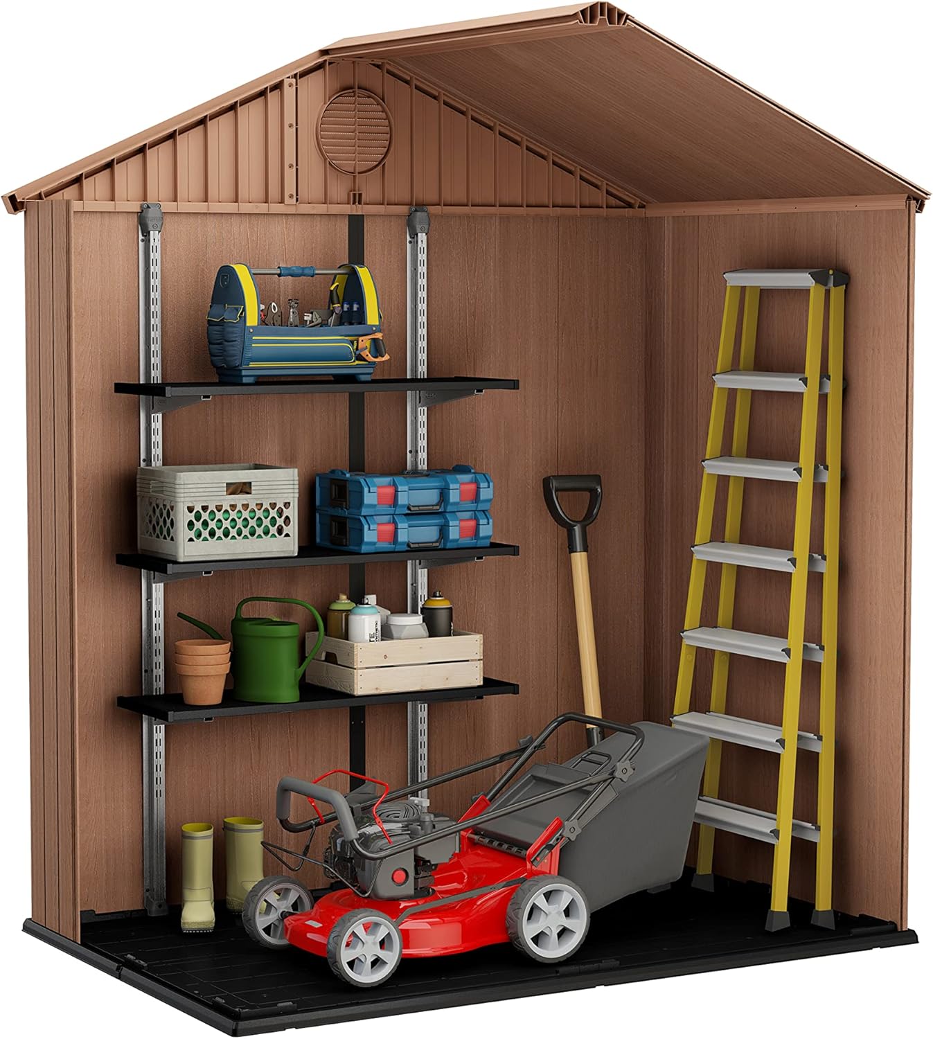Aerovix™ | Darwin 6x4ft Double Door Garden Shed — Wood-Effect Outdoor Storage
