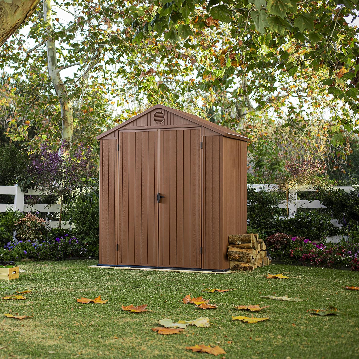 Aerovix™ | Darwin 6x4ft Double Door Garden Shed — Wood-Effect Outdoor Storage