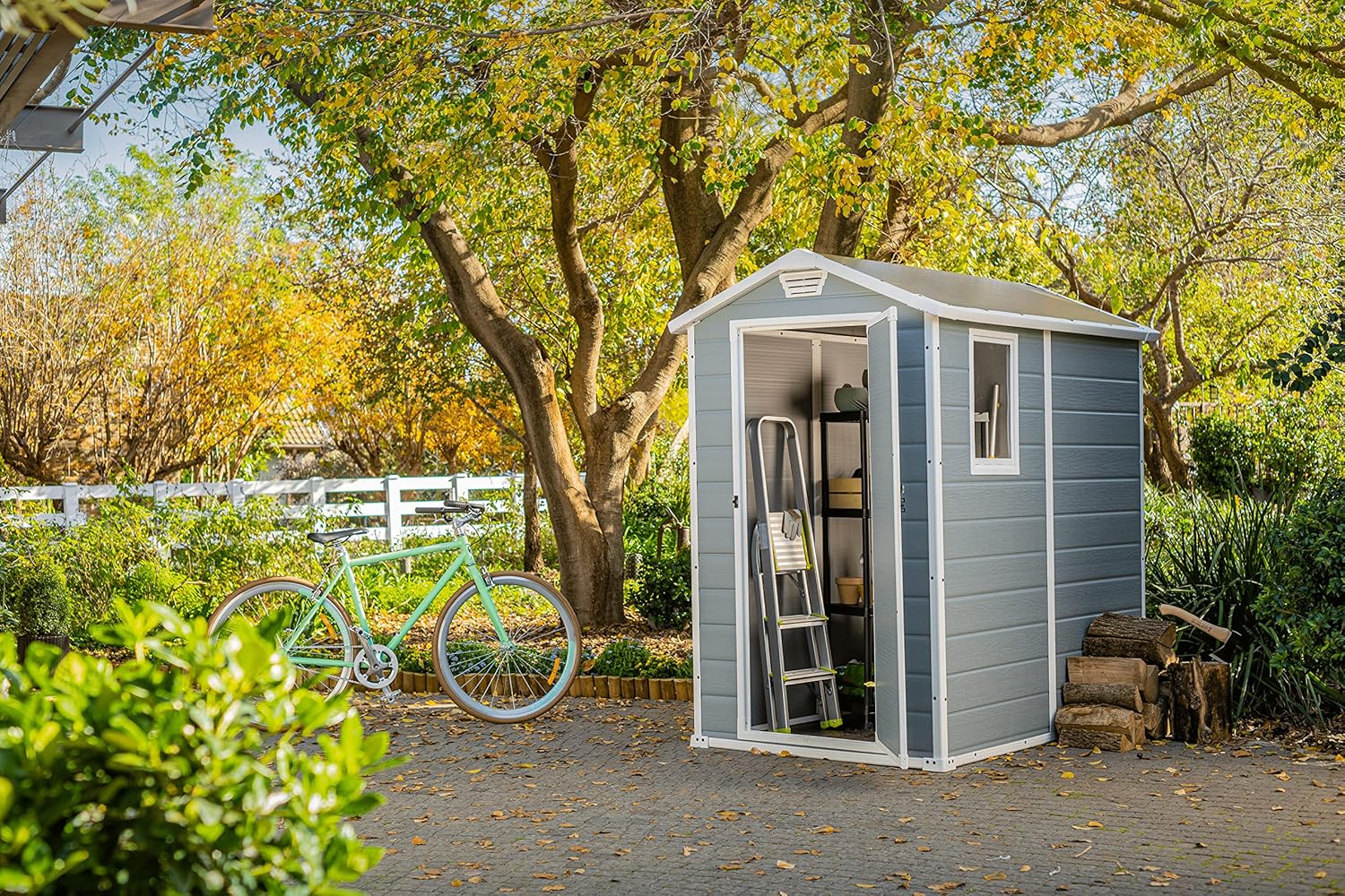Aerovix™ | 6x5ft Outdoor Plastic Garden Storage Shed — Weatherproof Grey Garden Shed